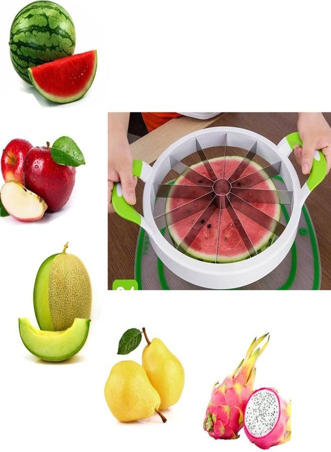Jilukibo Extra Large Watermelon Slicer Cutter with Handle, Round Stainless Steel Pineapple Cantaloup Melon Fruit Slicer Peeler Corer Server for Kitchen Slicer Gadget - Image 4