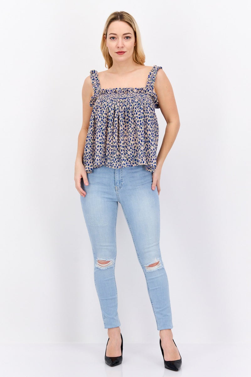 Labelrail x Olivia  Alice Women Square Neck Floral Print Tank Top, Multicolor - Image 3