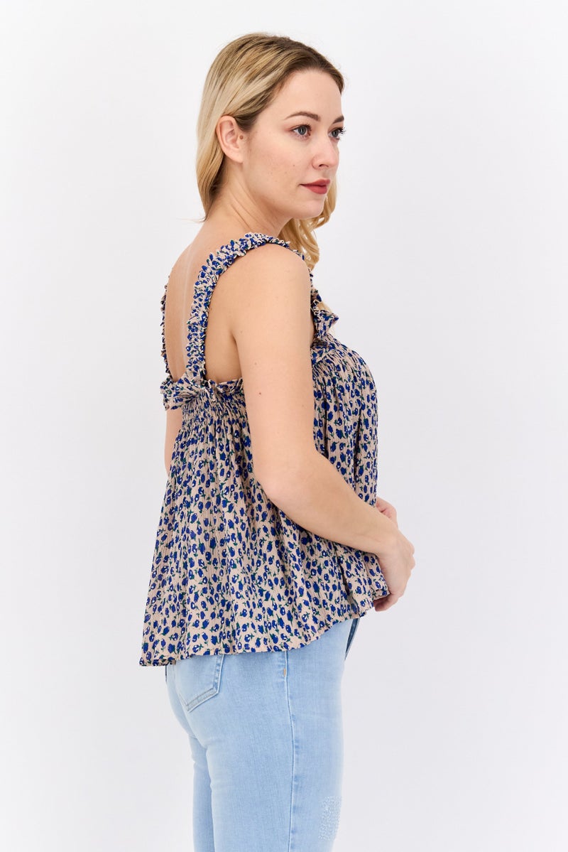 Labelrail x Olivia  Alice Women Square Neck Floral Print Tank Top, Multicolor - Image 4