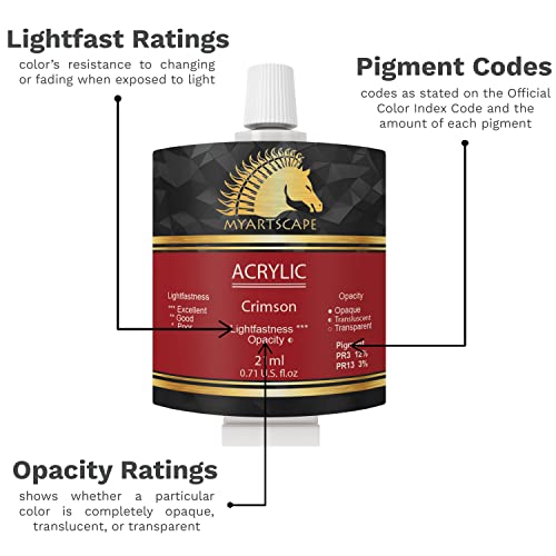 MyArtscape Acrylic Paint Set - 72 x 21ml Tubes with 3 Paint Brushes Art Supplies - Artist Quality Paints - Lightfast - Heavy Body - Highly Pigmented Colors with Great Coverage - Professional Art - Image 2