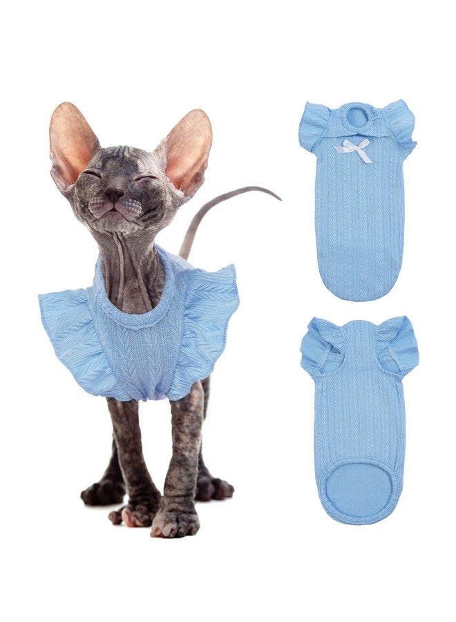 DENTRUN Sphynx Hairless Cats Shirt Pullover Kitten Clothes With Cute Flounced Sleeves Breathable Cat Wear Sweater Jumpsuit Sphynx Outfit Vest - Image 1