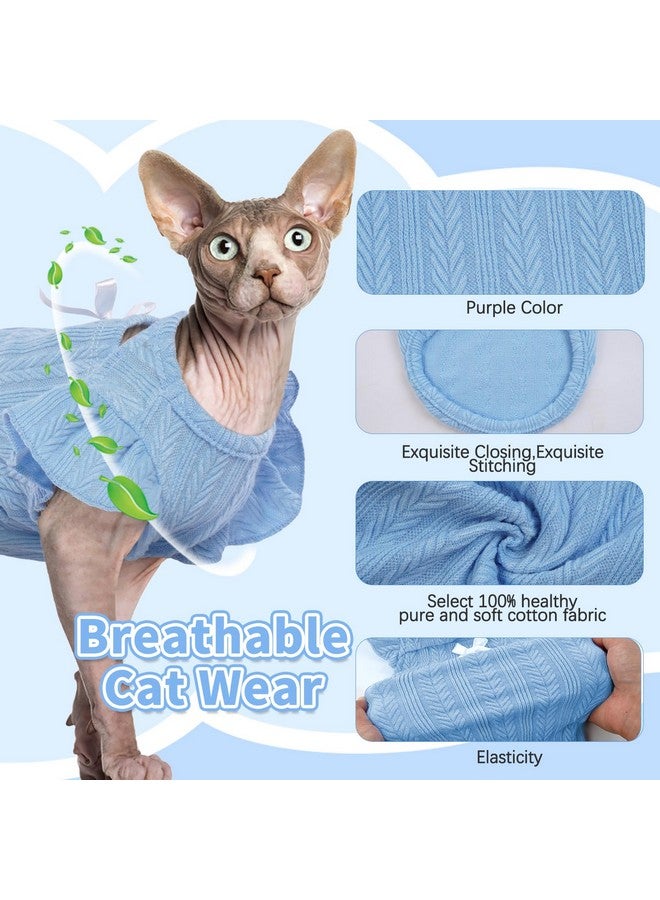 DENTRUN Sphynx Hairless Cats Shirt Pullover Kitten Clothes With Cute Flounced Sleeves Breathable Cat Wear Sweater Jumpsuit Sphynx Outfit Vest - Image 2