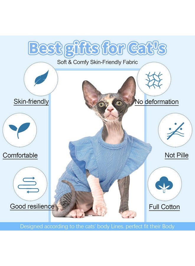 DENTRUN Sphynx Hairless Cats Shirt Pullover Kitten Clothes With Cute Flounced Sleeves Breathable Cat Wear Sweater Jumpsuit Sphynx Outfit Vest - Image 5