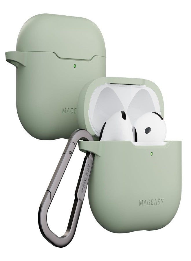 MAGEASY Designed for AirPods 4 Case - Shockproof Protective Case for AirPods 4, Stain-resistant, Smooth & Skin-friendly, Support Wireless Charging - Skin (Desert Green) - Image 1