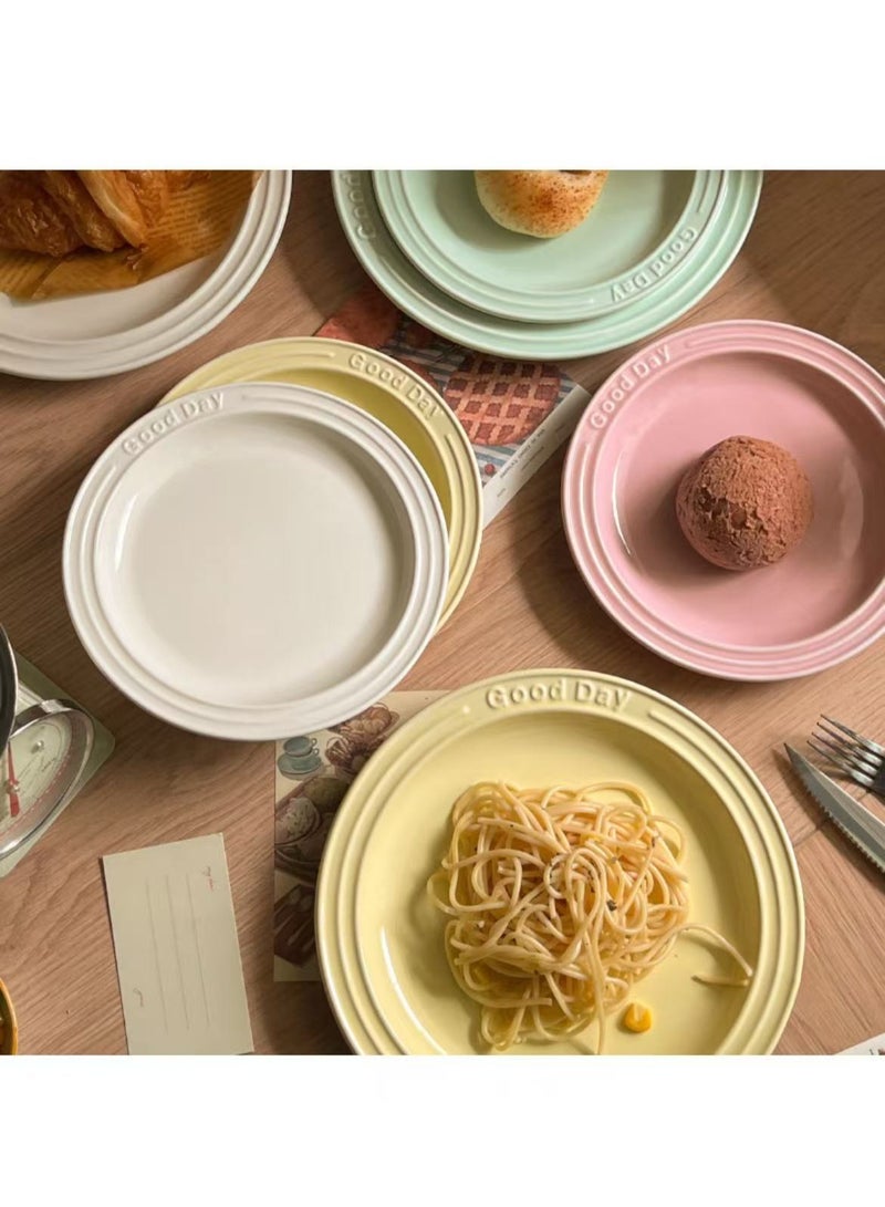 HAOWINS-PAN أطباق سيراميك، أطباق عشاء خفيفة الوزن قابلة لإعادة الاستخدام وغير قابلة للكسر، صحية للمطبخ، التخييم، النزهات للبالغين، مناسبة للميكروويف وغسالة الصحون، وردي - Image 2
