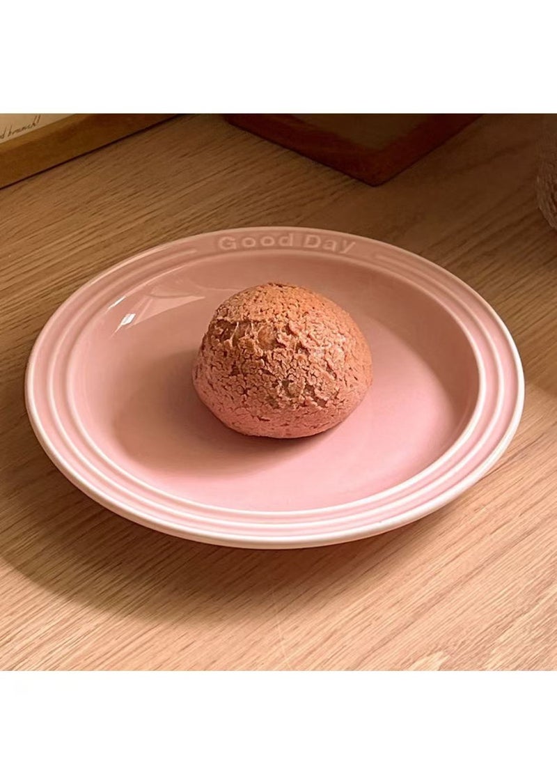 HAOWINS-PAN أطباق سيراميك، أطباق عشاء خفيفة الوزن قابلة لإعادة الاستخدام وغير قابلة للكسر، صحية للمطبخ، التخييم، النزهات للبالغين، مناسبة للميكروويف وغسالة الصحون، وردي - Image 1