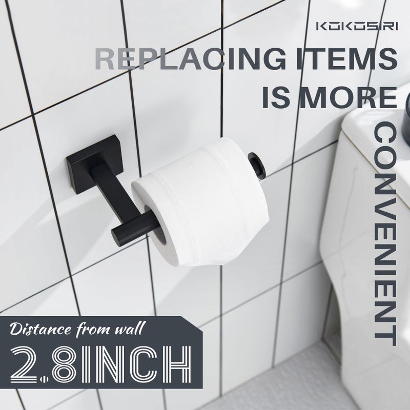 KOKOSIRI Toilet Paper Holder for Bathroom Toilet Roll Holder Hold Mega Rolls Wall Mounted  Matte Black Stainless Steel 2 Pack  B2008BK-P2 - Image 5