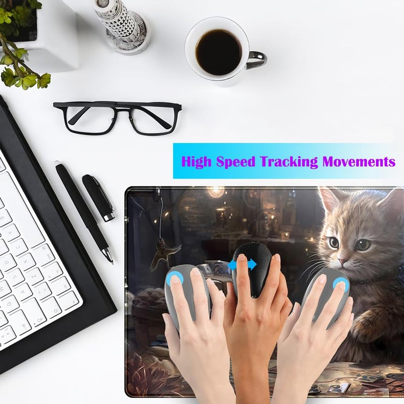 TENG DA QING Lotus Cat XL Extended Large Gaming Mouse Pad - Black Magic Mystical Zone Gaming Desk Mat - Computer Laptop Keyboard and Mouse Mat Desktop Protector - 31.5 x 15.8 in - Image 4