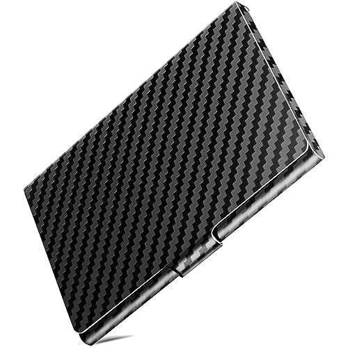 DMFLY Slim Minimalist Business Card Holder for Men Women Premium Metal Business Card Case Pocket Name Card Holder Buckle Style Shut Classy Black - Image 1