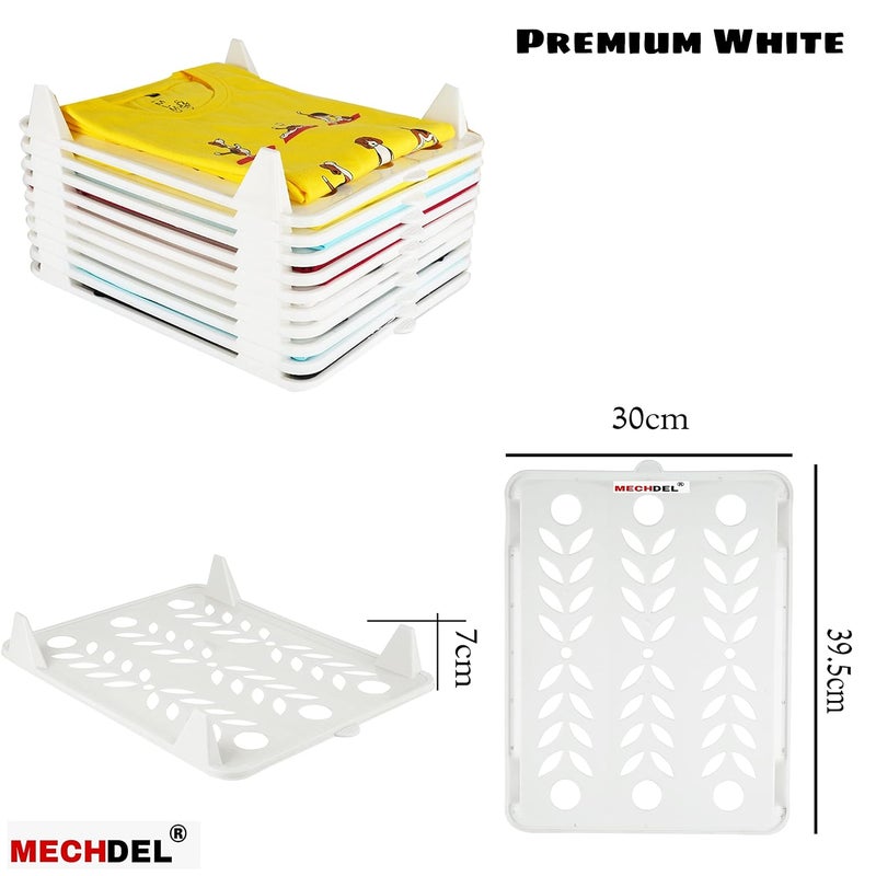 MECHDEL mechdel Cloth Tray Wardrobe Organizer Cabinet Folding Board for Shirts TShirt Jeans Storage Rack of 10pcs Premium Large White  - Image 5
