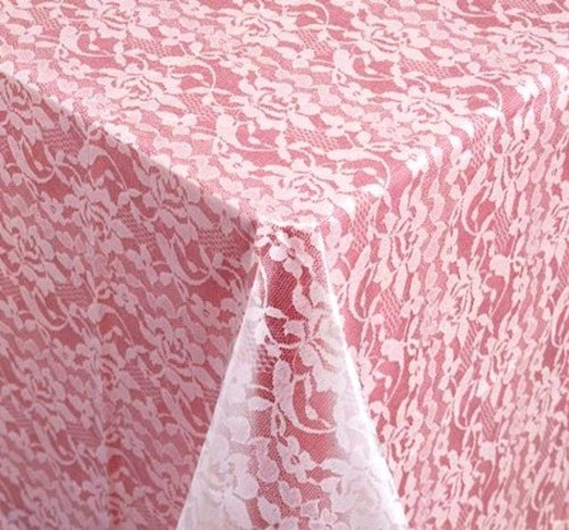 Creative Converting Lace Design Plastic Table Cover - Elegant White Lace Print for Parties and Events - Image 1
