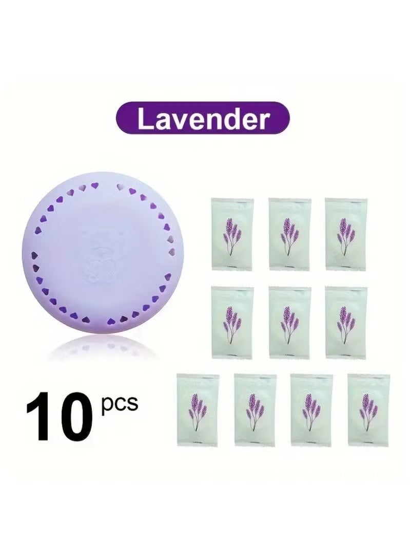 10pcs Lavender Scented Air Freshener Tablets - Long-Lasting Odor Eliminator for Home, Car, Bathroom, Closet & Wardrobe - Compressed Solid Deodorizer with Extra Shell - Image 1