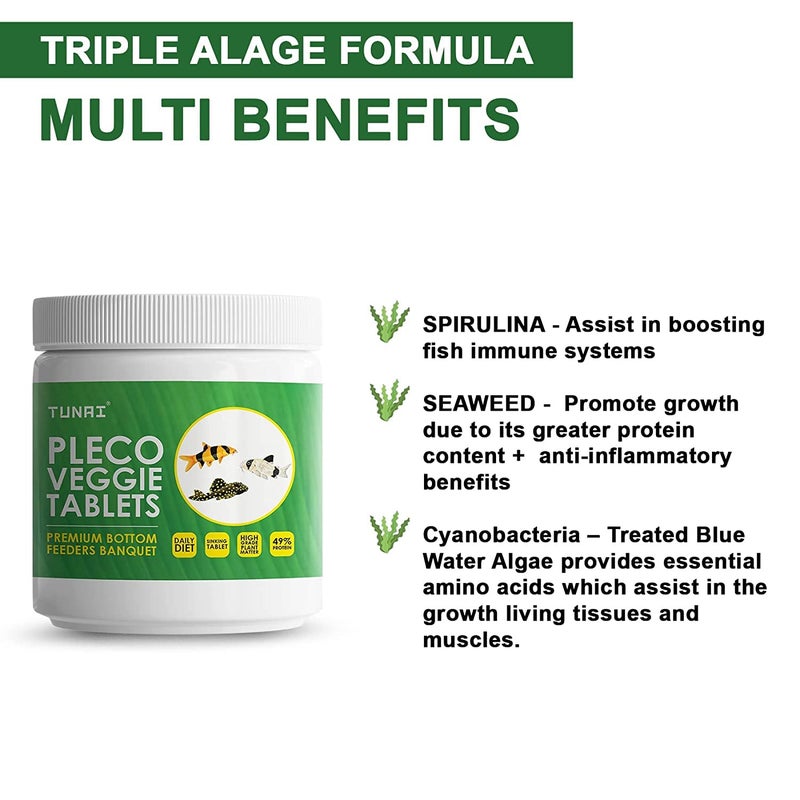 TUNAI Pleco Tablets |70 G| Algae Wafers Fish Food for Bottom Feeders Like PLECOTOMUS, Cory Catfish, LOACHES, Crayfish & Shrimps,All Life Stages - Image 3