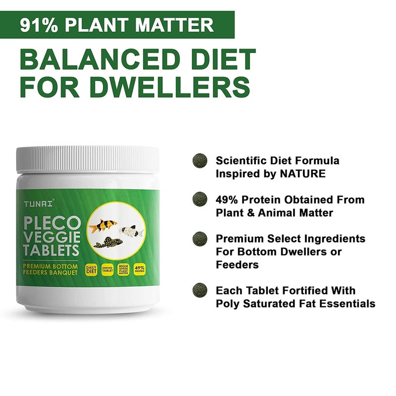 TUNAI Pleco Tablets |70 G| Algae Wafers Fish Food for Bottom Feeders Like PLECOTOMUS, Cory Catfish, LOACHES, Crayfish & Shrimps,All Life Stages - Image 2