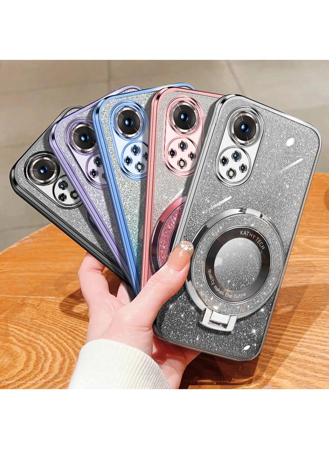 زبون جراب لهاتف Honor 50، جراب دائري من مادة TPU بحامل لامع متدرج مطلي - Image 2