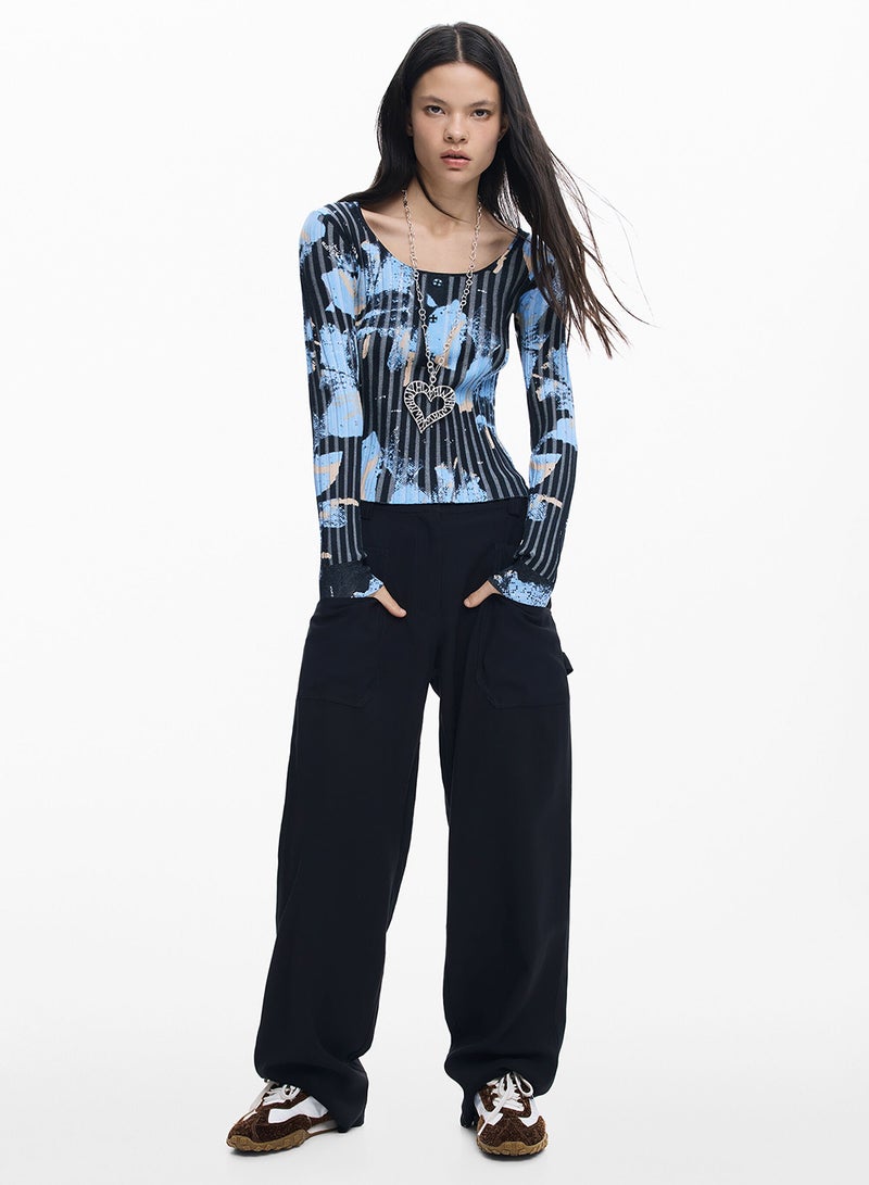 DESIGUAL Fine Sweater With Open Neckline, V-Neck With Three Buttons - Image 2