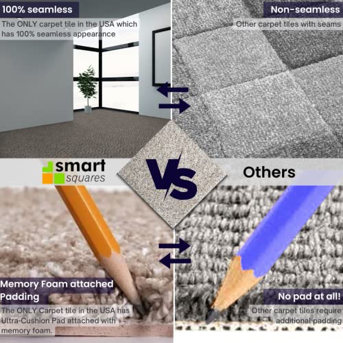 SMART SQUARES THE SIMPLE FLOORING SOLUTION Smart Squares Walk in The Park Premium Made in The USA Carpet Tiles 18x18 Inch, Soft Padded, Seamless Appearance, Peel and Stick for Easy DIY Installation (10 Tiles - 22.5 Sq Ft, 377 Lace Agate) - Image 4