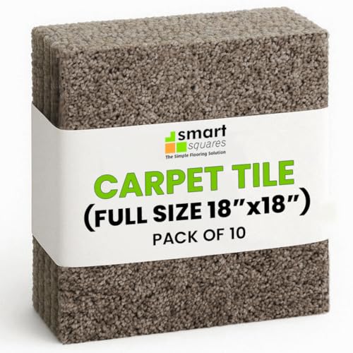 SMART SQUARES THE SIMPLE FLOORING SOLUTION Smart Squares Walk in The Park Premium Made in The USA Carpet Tiles 18x18 Inch, Soft Padded, Seamless Appearance, Peel and Stick for Easy DIY Installation (10 Tiles - 22.5 Sq Ft, 377 Lace Agate) - Image 1