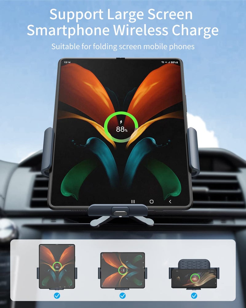 ANPULES Wireless Car Charger for Samsung Galaxy Z Fold 7/6/5/4/3, Dual Coilsï¼ŒFast Charging Phone Car Mount for Christmas, Auto-Clamping Air Vent Dashboard Car Phone Holder for Galaxy Z Fold/Note - Image 2