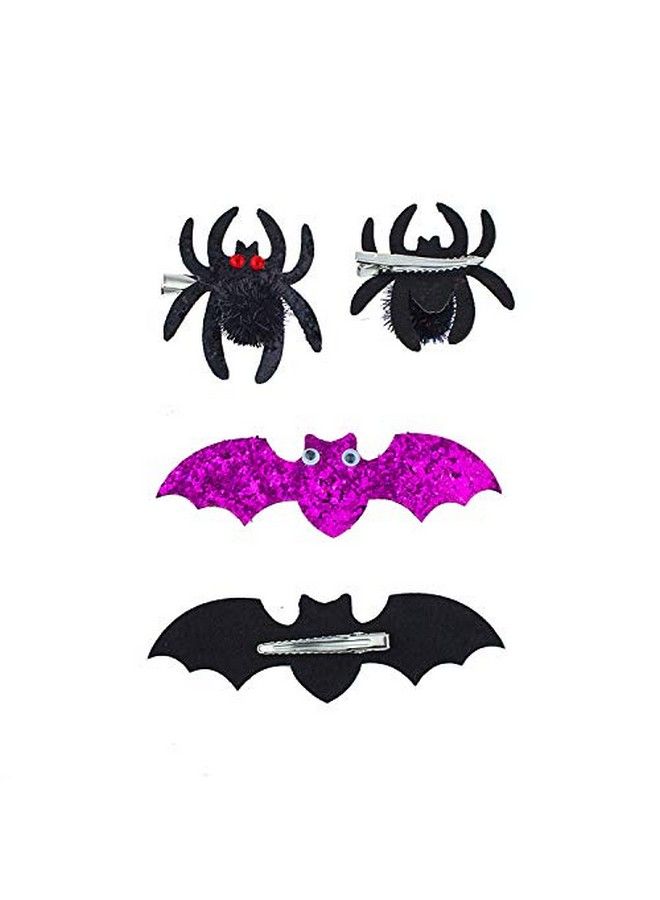 Lux Accessories Black Spider Red Eyes Purple Glittery Bat Googly Eyes Hair Clips - Image 2