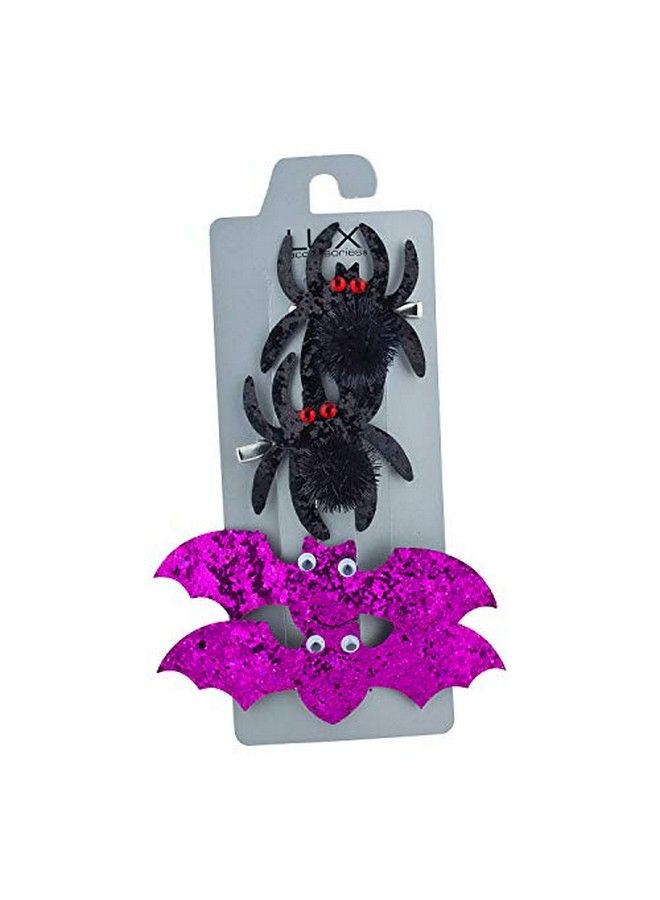 Lux Accessories Black Spider Red Eyes Purple Glittery Bat Googly Eyes Hair Clips - Image 3