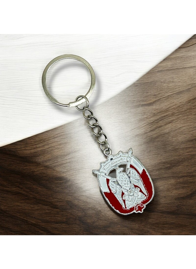MARIO DRAFTS Mario drafts Decorative Bird Design Metal Keychain, Silver and Red Enamel, Chain Link Style  - Image 2