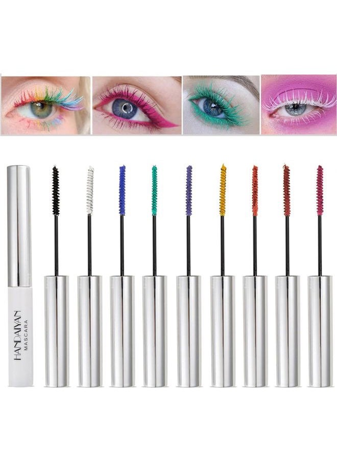 BONNIE CHOICE 9 Colors Colored Mascara Set for Eyelashes, Red Pink Purple Blue White Black Rainbow Colorful Mascara Waterproof Charming Long Lasting Voluminous Mascara Eye Makeup Gifts for Women  - Image 1
