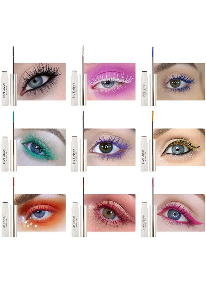 BONNIE CHOICE 9 Colors Colored Mascara Set for Eyelashes, Red Pink Purple Blue White Black Rainbow Colorful Mascara Waterproof Charming Long Lasting Voluminous Mascara Eye Makeup Gifts for Women  - Image 5