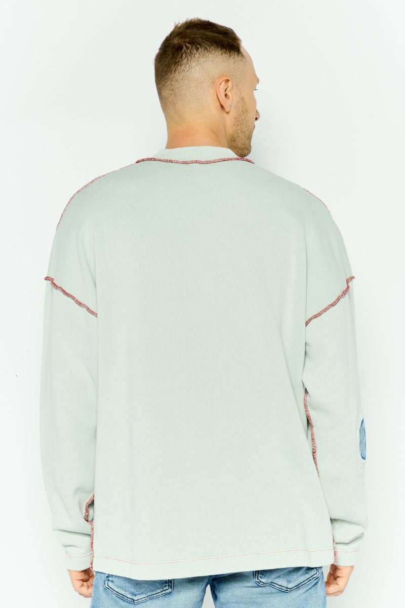 DIESEL Men Crew Neck Plain Long Sleeves Sweatshirt, Off White  - Image 4