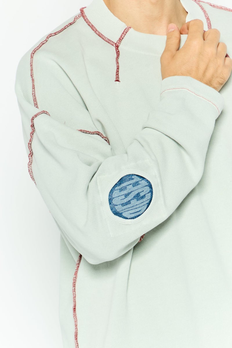 DIESEL Men Crew Neck Plain Long Sleeves Sweatshirt, Off White  - Image 3