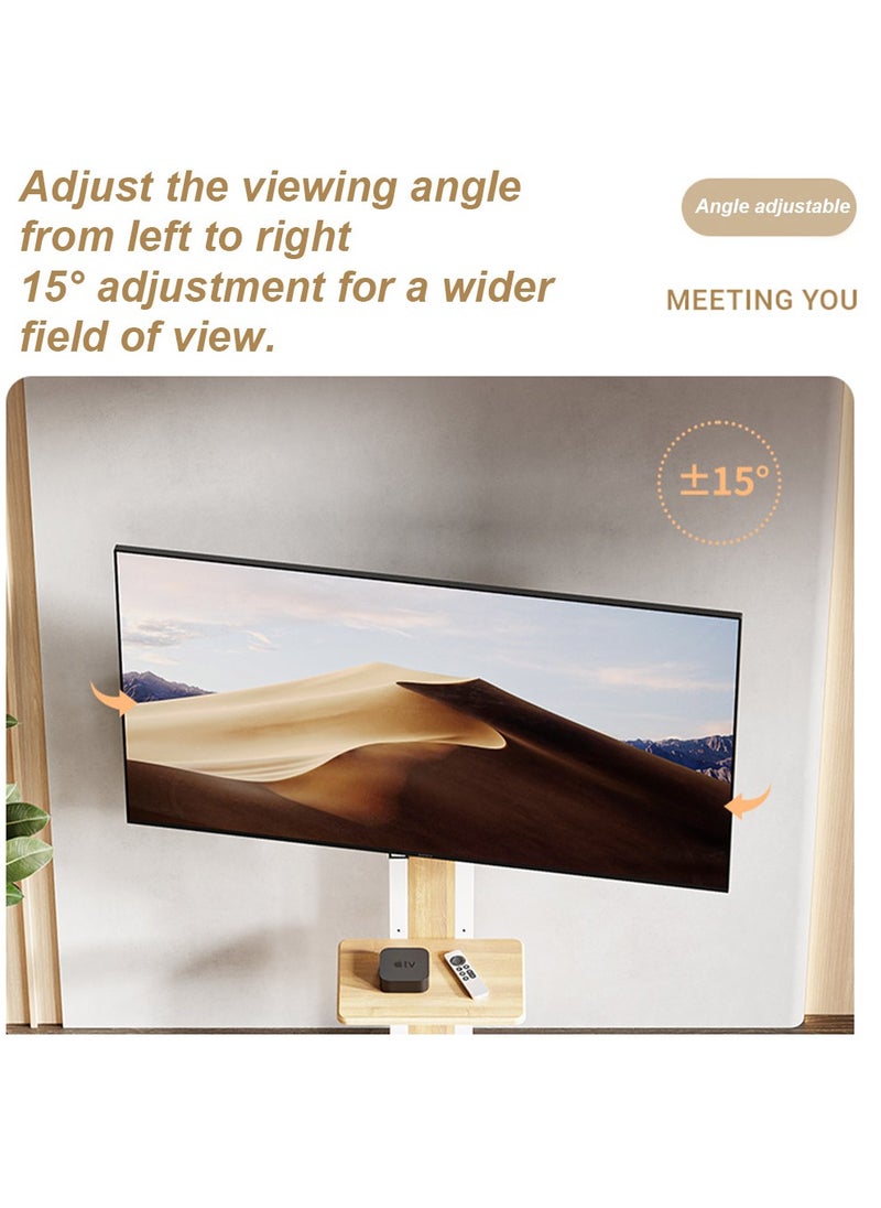 FlashHawk Wooden Floor TV Stand with MDF Tray and Wheels for 26-75 inches Screen TVs for Home Office,VESA 600*400 MM,Load Bearing 50KG  - Image 3