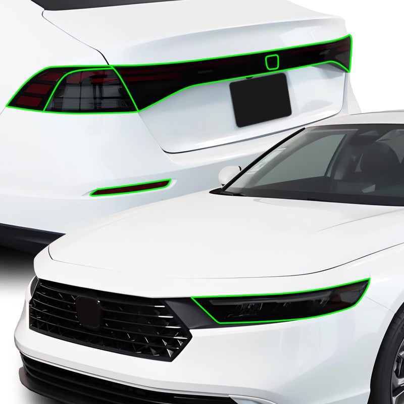 BOGAR TECH DESIGNS تصاميم بوغار تك لتجهيزات الإضاءة الأمامية والخلفية وعلامات الجوانب مع فيلم تظليل متوافق مع هوندا أكورد 20232025 داكن الدخان - Image 2