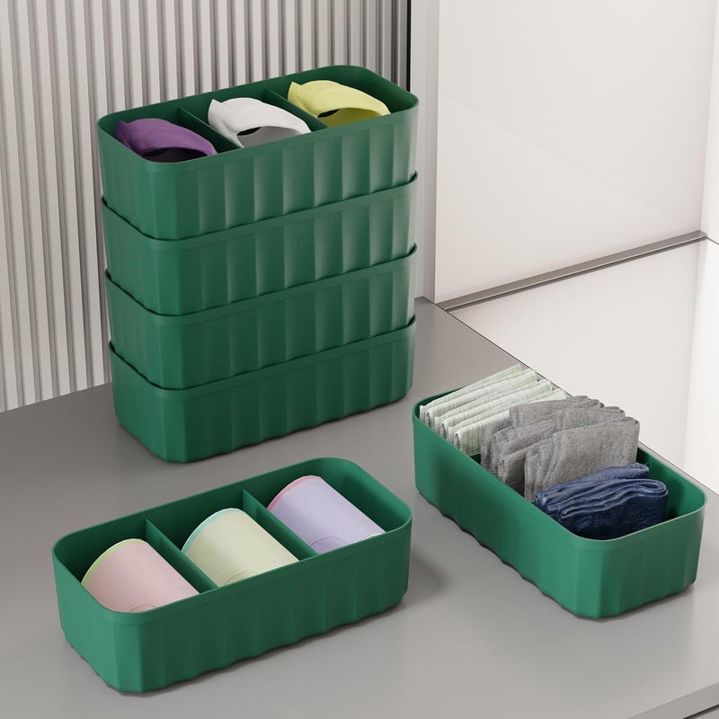 OCRETA Innerwear Organiser Bra Organizer for Wardrobe Organizer for Clothes Socks Organizer for Wardrobe Undergarments Organizer for Women Panty Organiser for Wardrobe Pack of GREEN 6 - Image 1