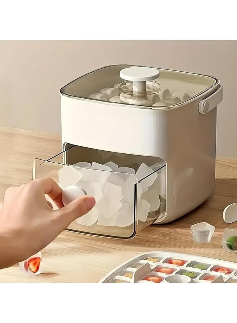 Premium Ice Cube Tray - Freezer Ice Tray Ice Mold Ice Maker, Transparent Sealed Lid Design for Keep Ice Clean, With Tweezers and 2 Ice Trays Storage  - Image 1