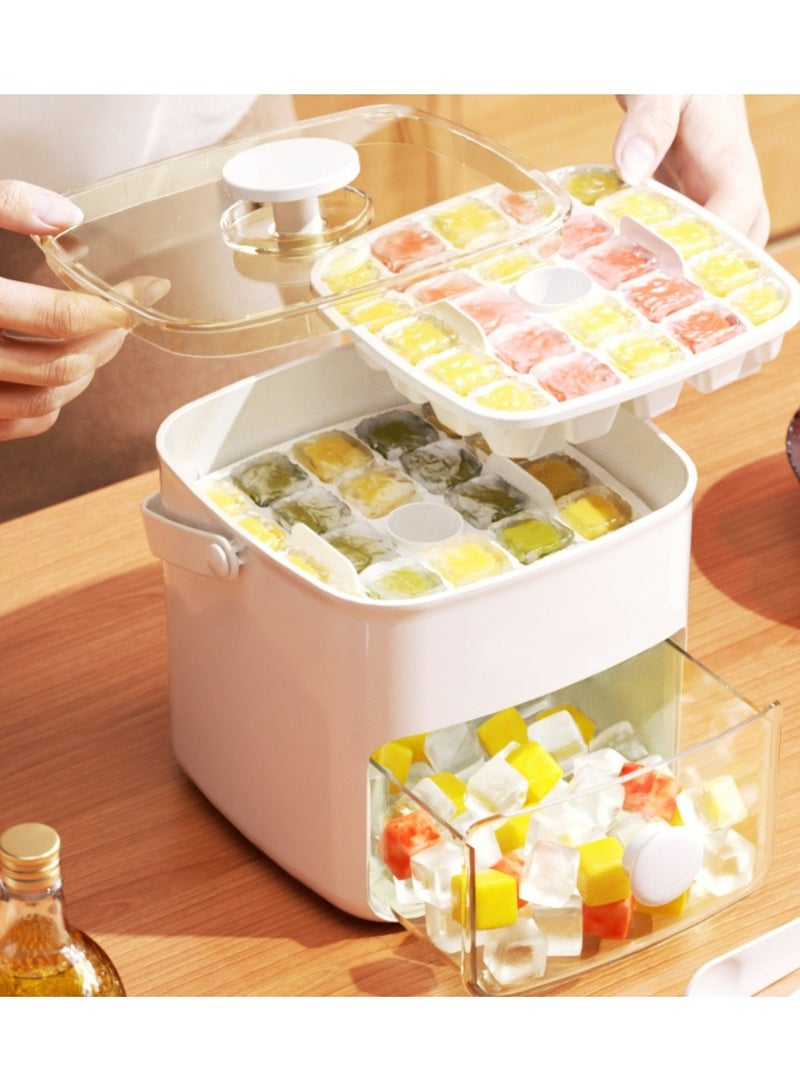 Premium Ice Cube Tray - Freezer Ice Tray Ice Mold Ice Maker, Transparent Sealed Lid Design for Keep Ice Clean, With Tweezers and 2 Ice Trays Storage  - Image 3