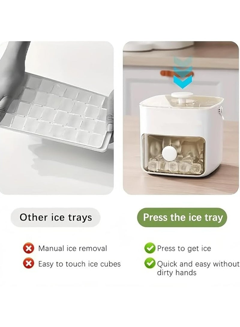 Premium Ice Cube Tray - Freezer Ice Tray Ice Mold Ice Maker, Transparent Sealed Lid Design for Keep Ice Clean, With Tweezers and 2 Ice Trays Storage  - Image 4