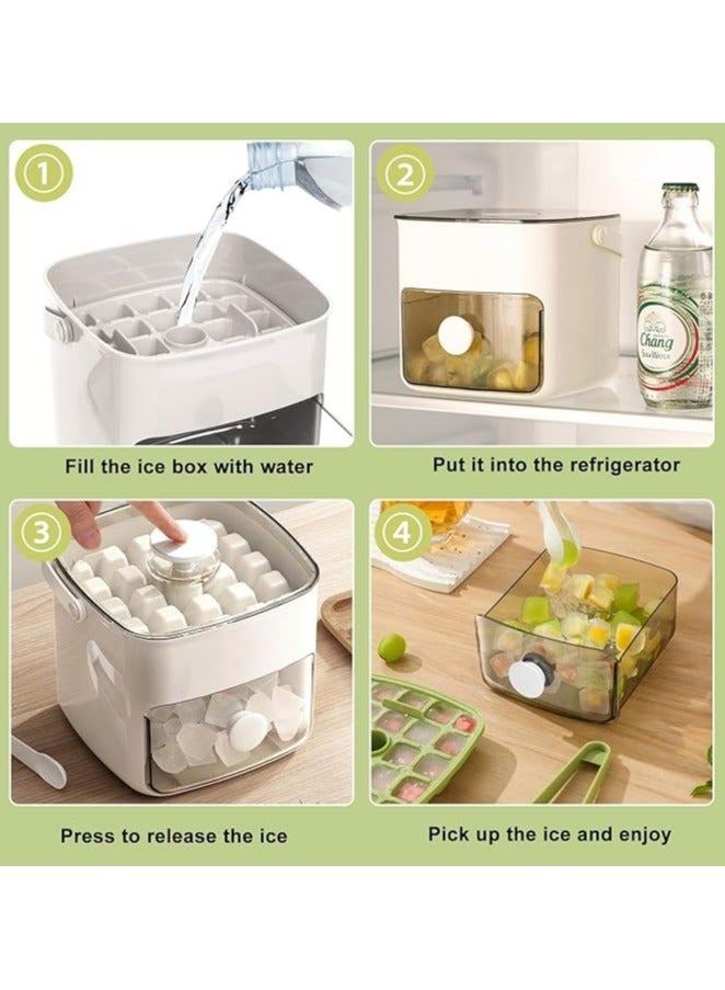 Premium Ice Cube Tray - Freezer Ice Tray Ice Mold Ice Maker, Transparent Sealed Lid Design for Keep Ice Clean, With Tweezers and 2 Ice Trays Storage  - Image 5