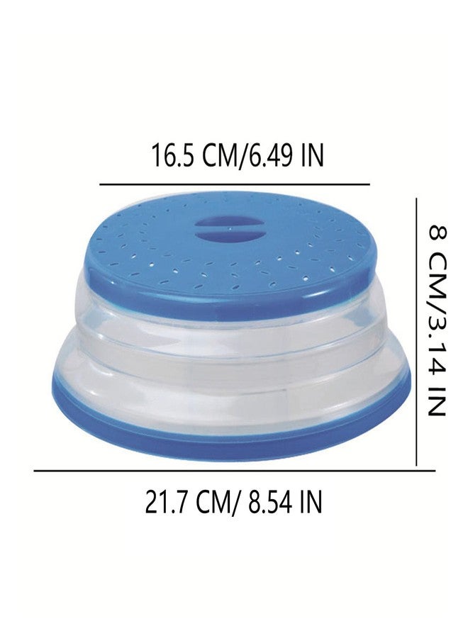JYYHSF Collapsible Microwave Splatter Cover For Food With Silicone Mats, Microwave Plate Cover With Steam Vent，BPA-Free Silicone & Plastic (blue, 8.5IN) - Image 2