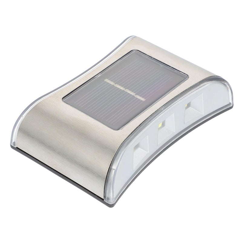 Solar LED Wall Lamp Outdoor Waterproof Garden Light Stainless Steel 6 LED Down Lighting - Image 2