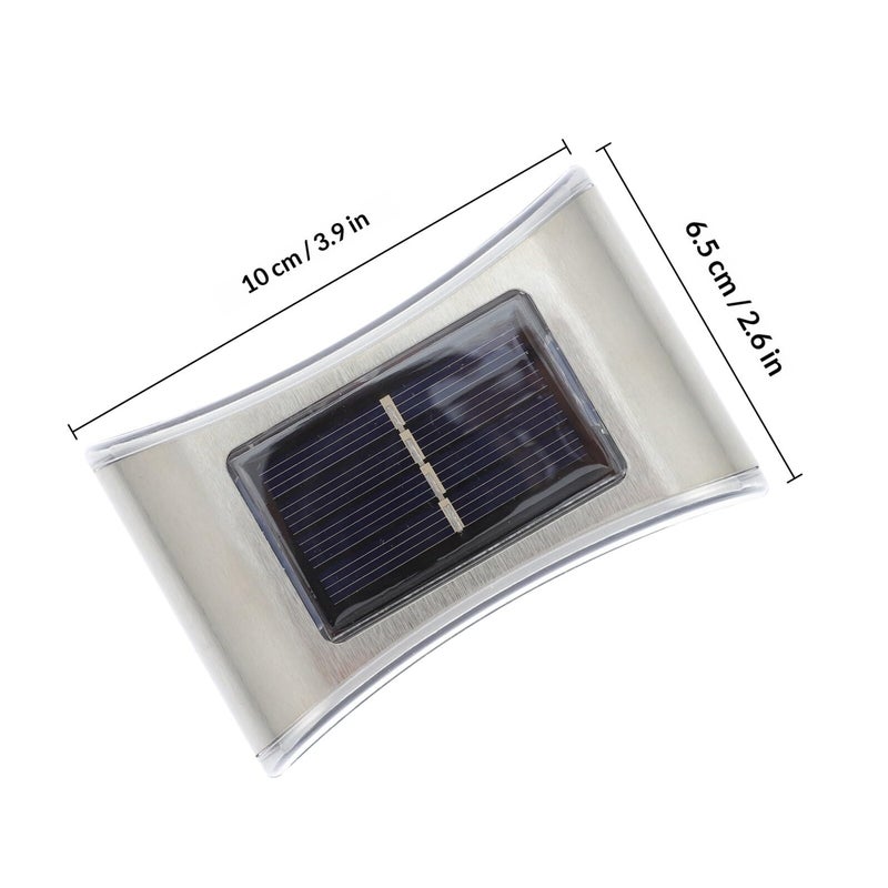 Solar LED Wall Lamp Outdoor Waterproof Garden Light Stainless Steel 6 LED Down Lighting - Image 3