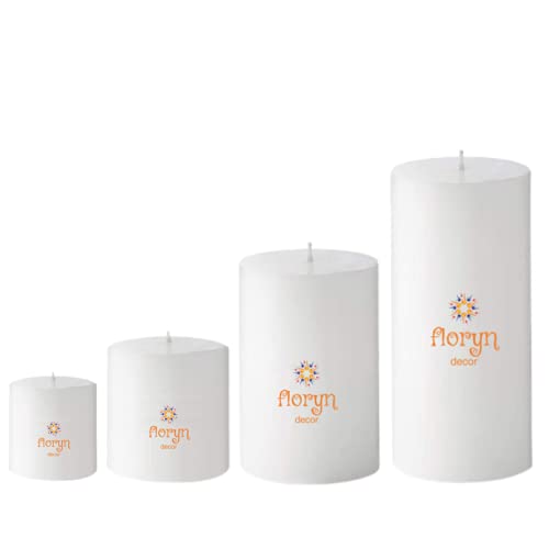 Floryn Decor Smokeless, Dripless Paraffin Wax Pillar Candles Set of 4 (2 by 2, 2 by 3, 2 by 4, 2 by 4.5 inches, White Unscented) - Image 1