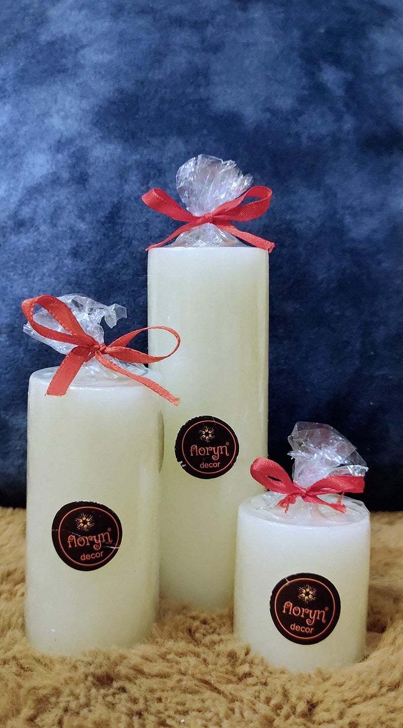 Floryn Decor Smokeless, Dripless Paraffin Wax Pillar Candles Set of 4 (2 by 2, 2 by 3, 2 by 4, 2 by 4.5 inches, White Unscented) - Image 4