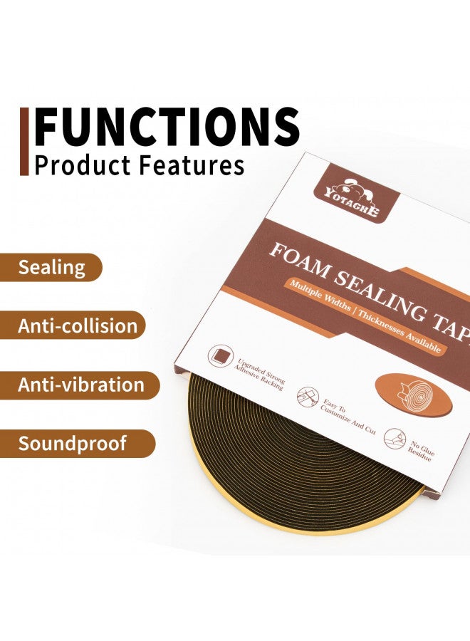 yotache Yotache Foam Tape Weather Stripping (.50) 1/2 Inch Wide X 1/16 Inch Thick (New Adhesive Craft), Seal Gasket for Speaker, Door Insulation, Soundproofing, Rattle, 33 Ft Length  - Image 4