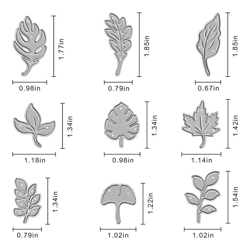 ABTOLS Metal 9-Piece Leaf Cutting Dies - Maple & Ginkgo Leaf Die Cuts, Embossing Stencils & Templates for Card Scrapbooking & DIY Craft Album Paper Decor - Image 2