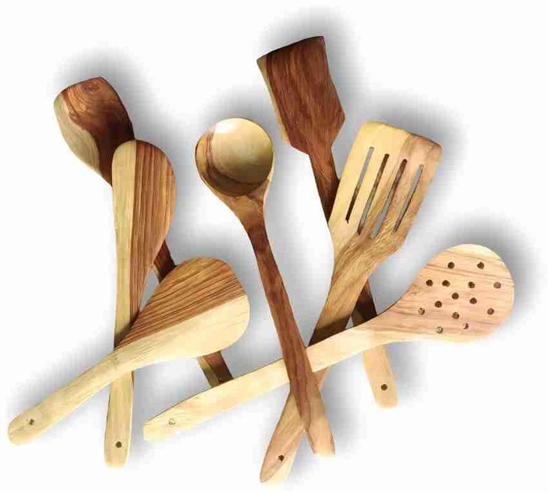 Flavoma Natural Sheesham Wood Spoon Set of 7 Handmade Cooking Spoon Set Wooden for Nonstick Cookware Kitchen Utensils Kitchen Utensils Frying Spoon Ladles Turning Spatula - Image 5