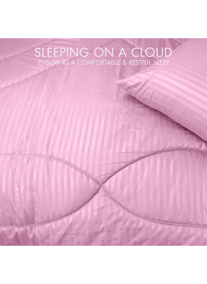 Hotel Linen Klub Hotel Linen Klub Down Alternative Comforter  Set -Ultra Soft Brushed Stripe Microfiber Fabric, 200GSM Soft Fibersheet Filling, Size : King  240 x 260cm , Color:  Pink  - Image 4