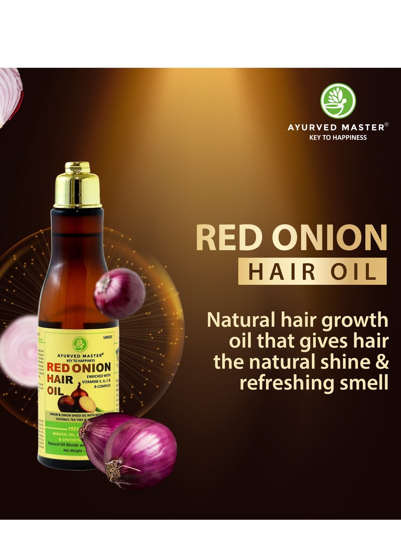 Ayurved Master Red Onion Bio Hair Oil For Hair Deep Nourishment, Hair Growth and Hair Fall Control With Neem, Black Seed, Coconut and Tea Extracts - 200ml - Image 2
