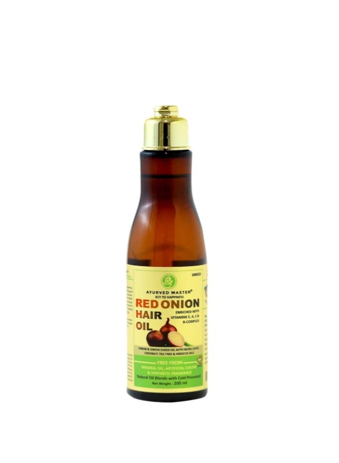 Ayurved Master Red Onion Bio Hair Oil For Hair Deep Nourishment, Hair Growth and Hair Fall Control With Neem, Black Seed, Coconut and Tea Extracts - 200ml - Image 1