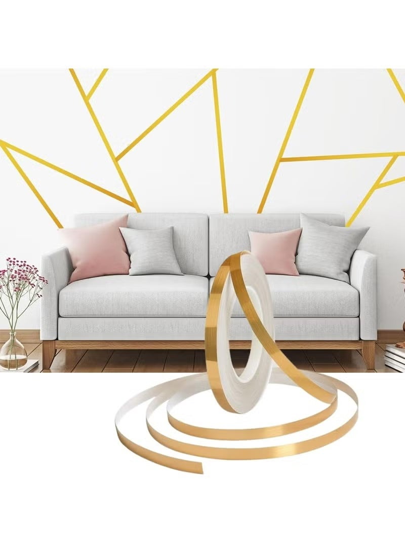 NajmStyle Gold Tile Stickers,0.6" x 164 FT Waterproof Self-Adhesive Floor Wall Seam Sealing Tape Gap Cover Peel and Stick Wall Molding Trim DIY Graphic Tape Gold Duct Tape for Office Home Crafts Car-1.5CM x 50M（Wire Drawing Gold） - Image 1