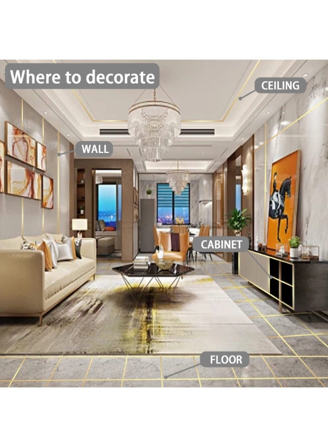 NajmStyle Gold Tile Stickers,0.6" x 164 FT Waterproof Self-Adhesive Floor Wall Seam Sealing Tape Gap Cover Peel and Stick Wall Molding Trim DIY Graphic Tape Gold Duct Tape for Office Home Crafts Car-1.5CM x 50M（Wire Drawing Gold） - Image 3